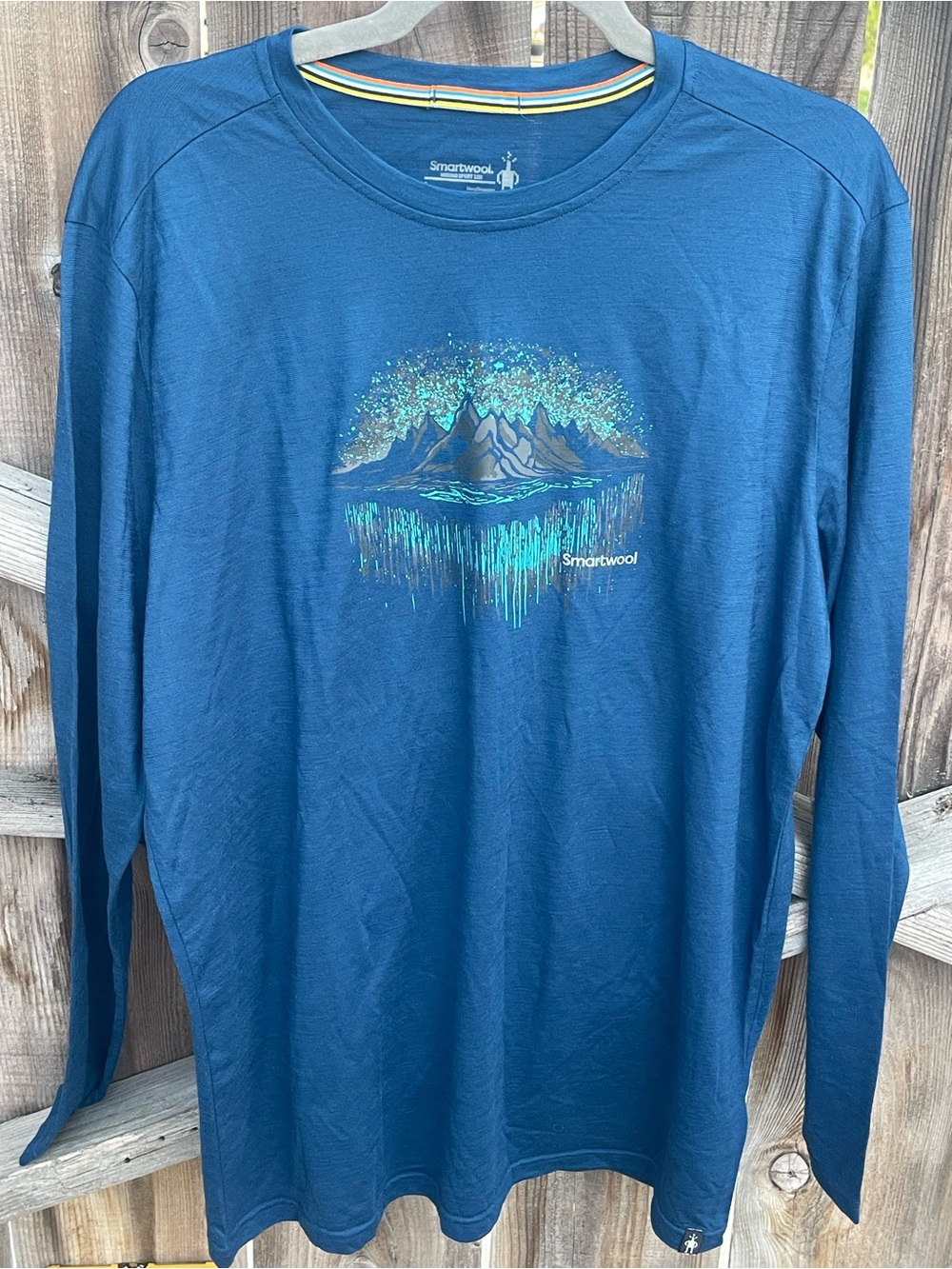 Smartwool Merino Sport 150 Mountain Aurora Long Sleeve Tee Men’s Wool Blend L